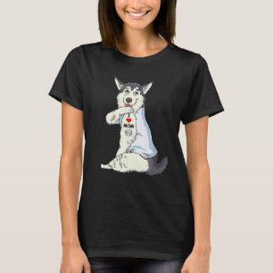 I Love Mom Tattoo Husky Mom Dog Mother's Day Gift T-Shirt