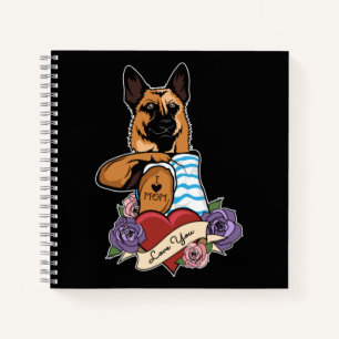I Love Mom Tattoo I German Shepherd Mom Notebook
