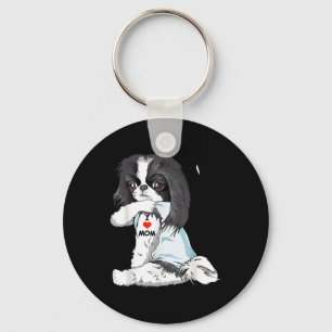 I Love Mom Tattoo Japanese Chin Mom Dog Lover Wome Keychain
