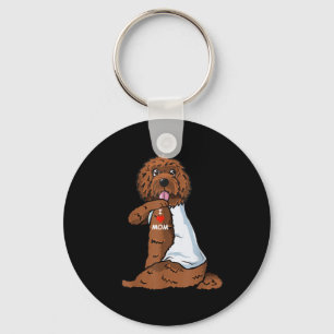 I Love Mom Tattoo Labradoodle Mom Dog Lover Women Keychain