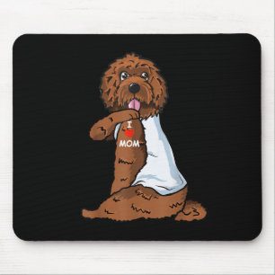 I Love Mom Tattoo Labradoodle Mom Dog Lover Women  Mouse Pad