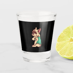 I Love Mom Tattoo Lover Funny French Bulldog Gift Shot Glass