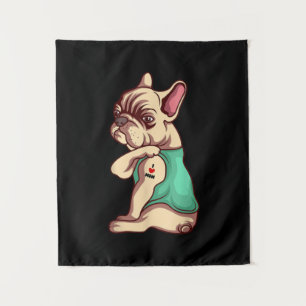 I Love Mom Tattoo Lover Funny French Bulldog Gift Tapestry