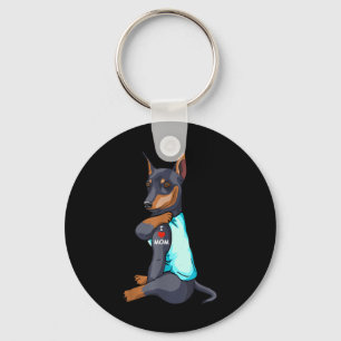 I Love Mom Tattoo Miniature Pinscher Mom Dog Lover Keychain