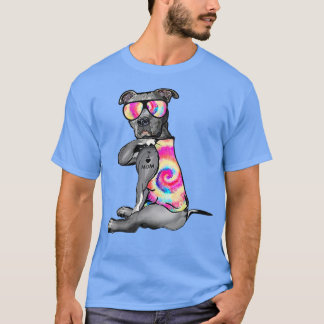 I Love Mom Tattoo Pitbull Tie Dye Bandana Dog Love T-Shirt