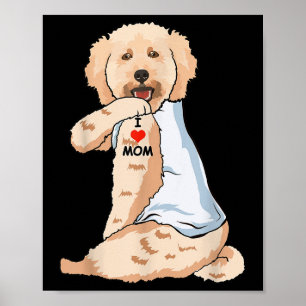 I Love Mom Tattoo Poodle Mom Dog Lover Women  Poster