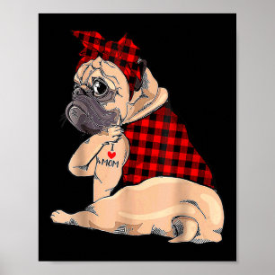 I Love Mom Tattoo Pug Dog Lovers Bandana Mothers D Poster