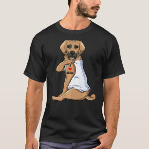 I Love Mom Tattoo Puggle Mom Dog  Women T-Shirt