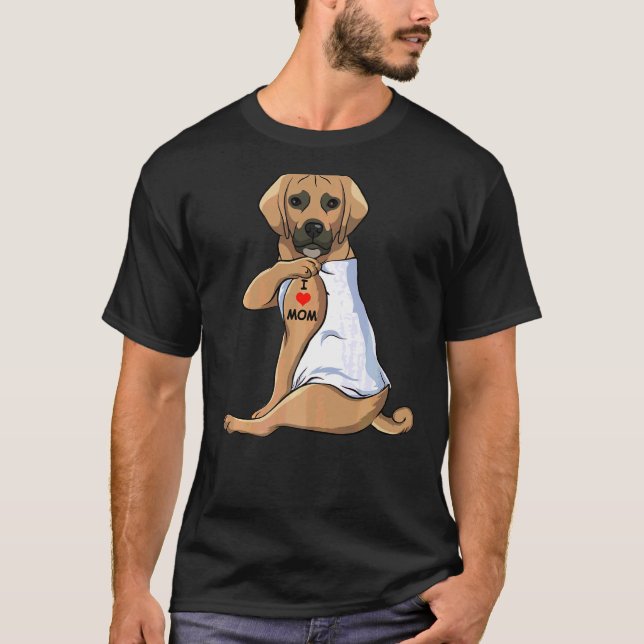 I Love Mom Tattoo Puggle Mom Dog  Women T-Shirt (Front)