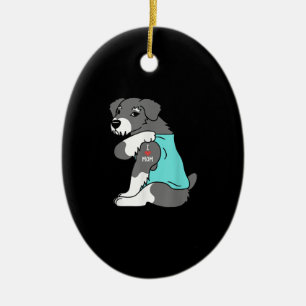 i love mom tattoo schnauzer funny mors day dog ceramic ornament