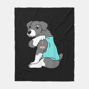 i love mom tattoo schnauzer funny mors day dog fleece blanket