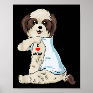 I Love Mom Tattoo Shih Tzu Mom Dog Lover Women  Poster