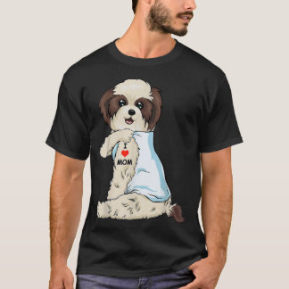I Love Mom Tattoo Shih Tzu Mom Dog Lover Women T-Shirt