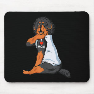 I Love Mom Tattoo Tibetan Mastiff Mom Dog Lover Wo Mouse Pad