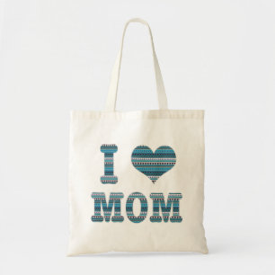 I love Mom text & geometric pattern  Tote Bag