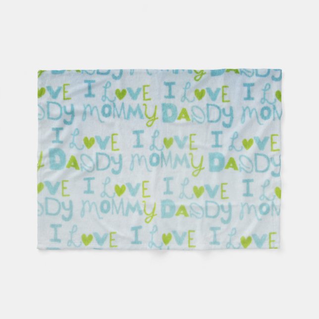 I love Mommy, I love Daddy Fleece Blanket (Front (Horizontal))