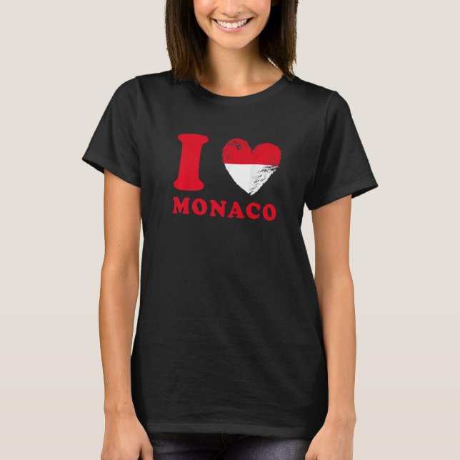 I Love Monaco  Drapeau en forme de cœur Monaco  1 T-Shirt (Front)