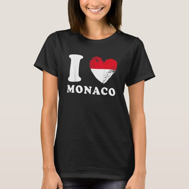 I Love Monaco  Drapeau en forme de cœur Monaco 1 T-Shirt (Front)