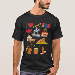 I Love Mongolia Hand Drawn Uruguayan Landmarks Fla T-Shirt