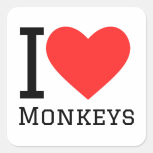 I love monkey  square sticker