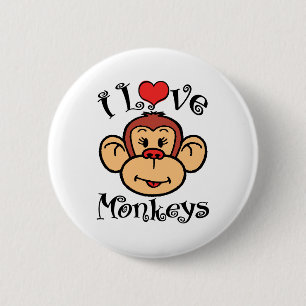 I Love Monkeys 2 Inch Round Button