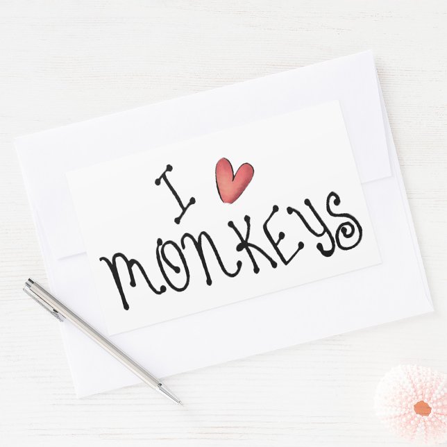 I Love Monkeys Cute Handwritten Typography Sticker (Creator Uploaded)