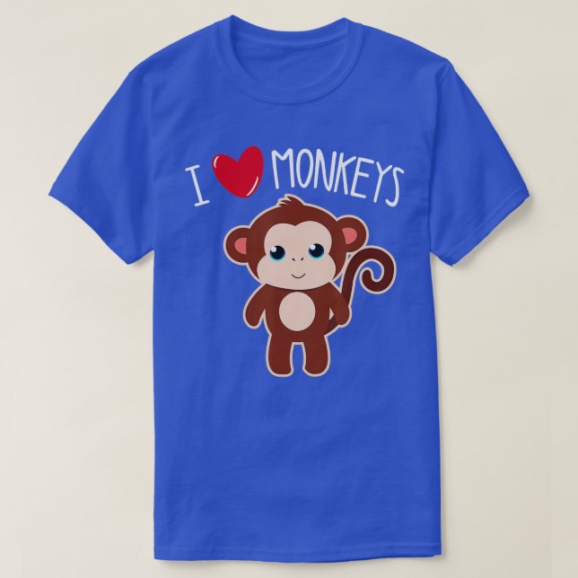 I LOVE MONKEYS Funny Monkey Lover Heart Cute Anima T-Shirt (Design Front)