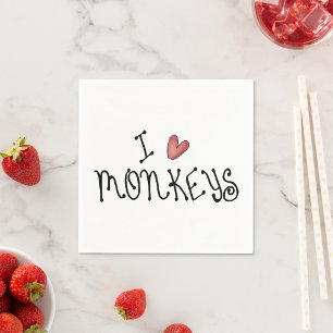 I Love Monkeys Paper Napkins