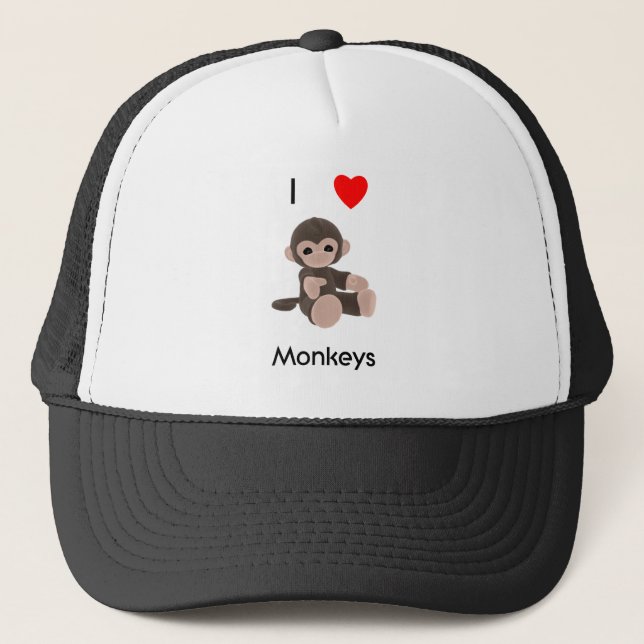 I Love Monkeys Trucker Hat (Front)