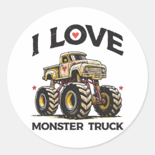 I Love Monster Truck Classic Round Sticker