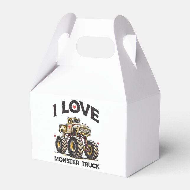 I Love Monster Truck Favor Box (Front Side)