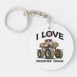 I Love Monster Truck Keychain
