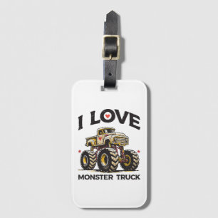 I Love Monster Truck Luggage Tag