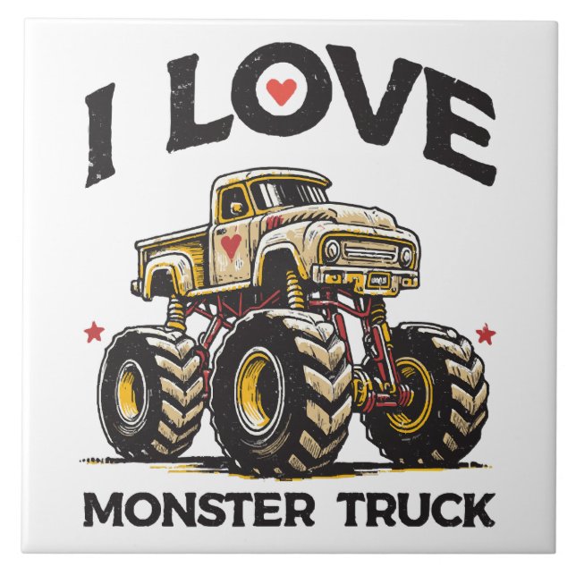 I Love Monster Truck Tile (Front)