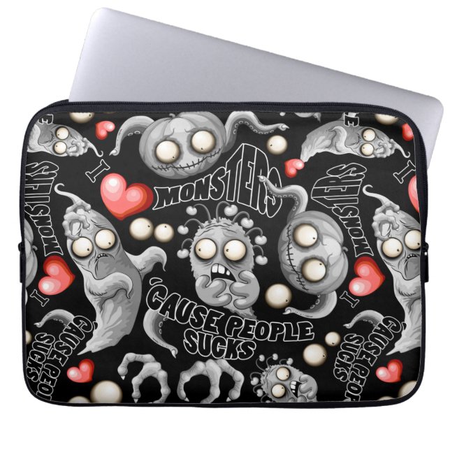 I Love Monsters 'cause People Sucks Laptop Sleeve (Front)