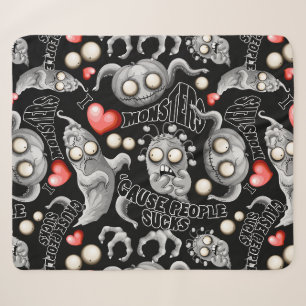 I Love Monsters 'cause People Sucks Sherpa Blanket