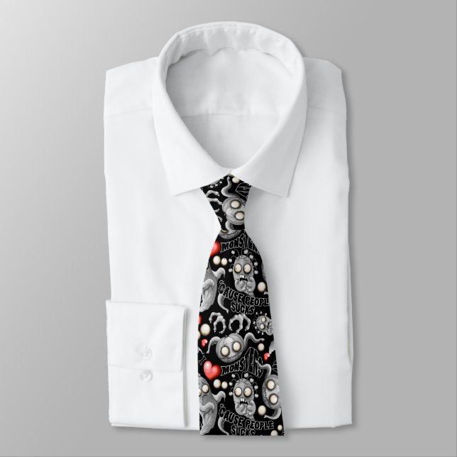 I Love Monsters 'cause People Sucks Tie (Tied)