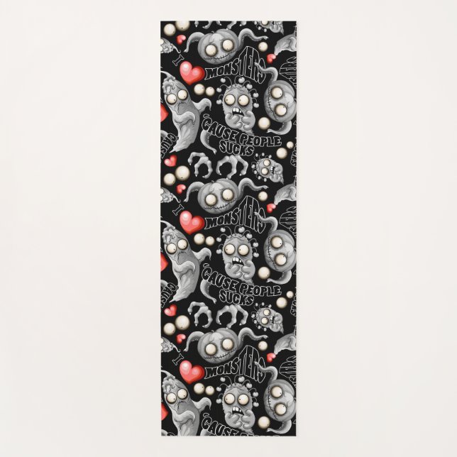 I Love Monsters 'cause People Sucks Yoga Mat (Front)