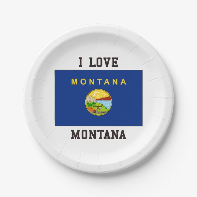 I Love Montana Paper Plate (Front)