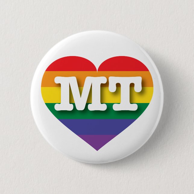 I Love Montana Rainbow Heart 2 Inch Round Button (Front)