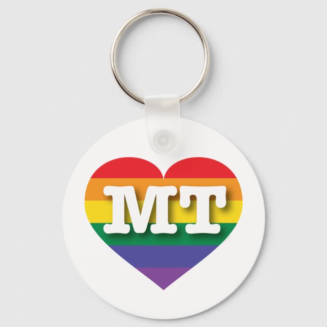 I Love Montana Rainbow Heart Keychain (Front)
