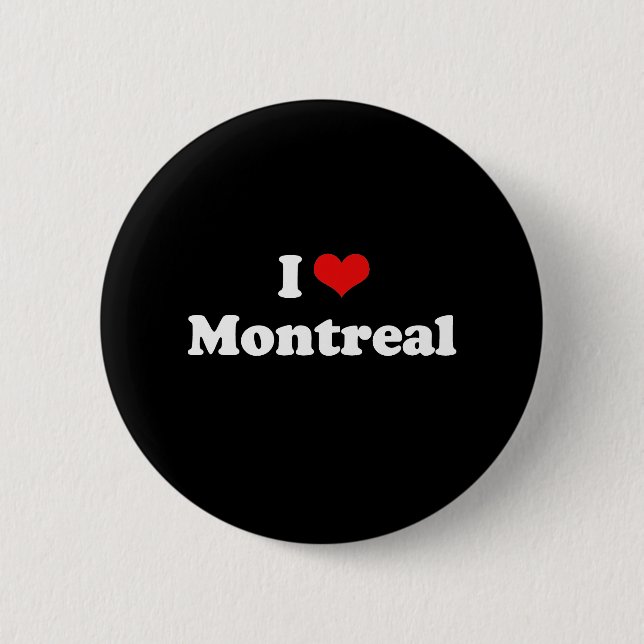 I Love Montreal Tshirt White Tshirt 2 Inch Round Button (Front)