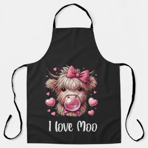 I love moo! cute scottish highland cow apron