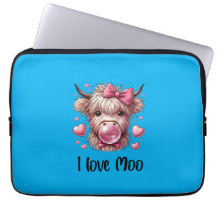 I love moo! cute scottish highland cow laptop sleeve