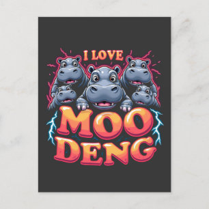 I Love Moo Deng Baby Hippo Lovers  Postcard