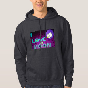 "I Love Moon" – A Whimsical Celestial Art Design Hoodie