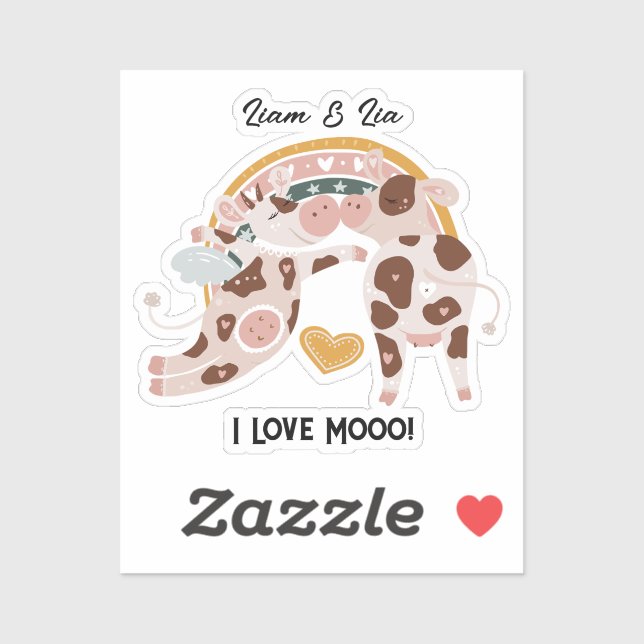 I Love Mooo Cute Cow Customized Gift Him Her    (Sheet)