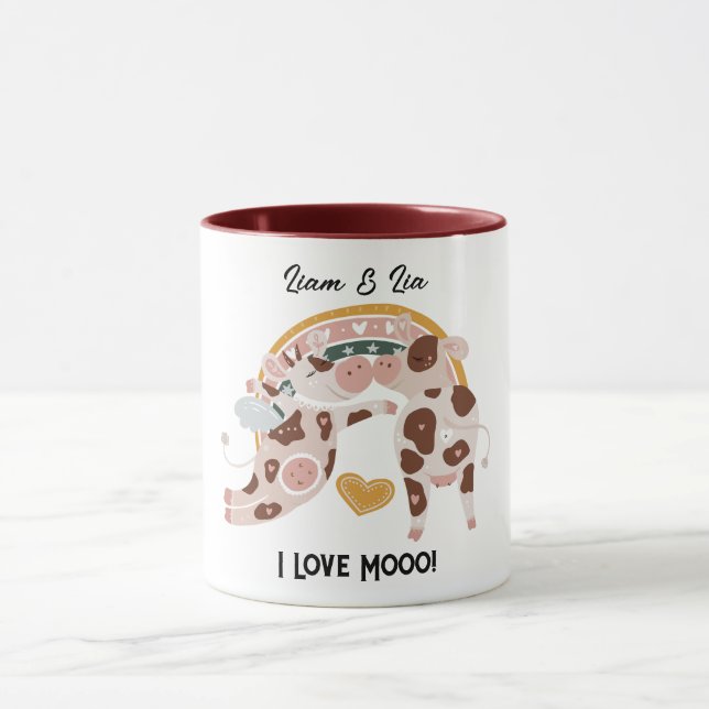 I Love Mooo Cute Cow Customized Gift Him Her       Mug (Center)