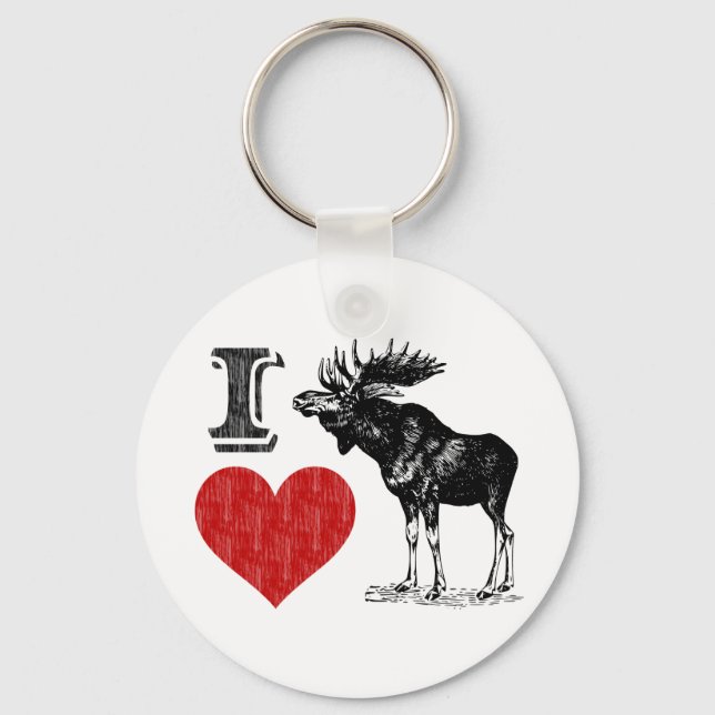 I Love Moose Keychain (Front)