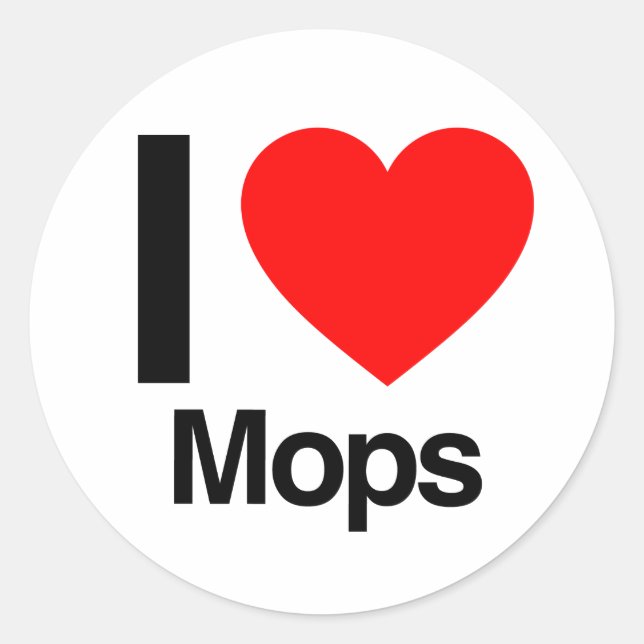 i love mops classic round sticker (Front)